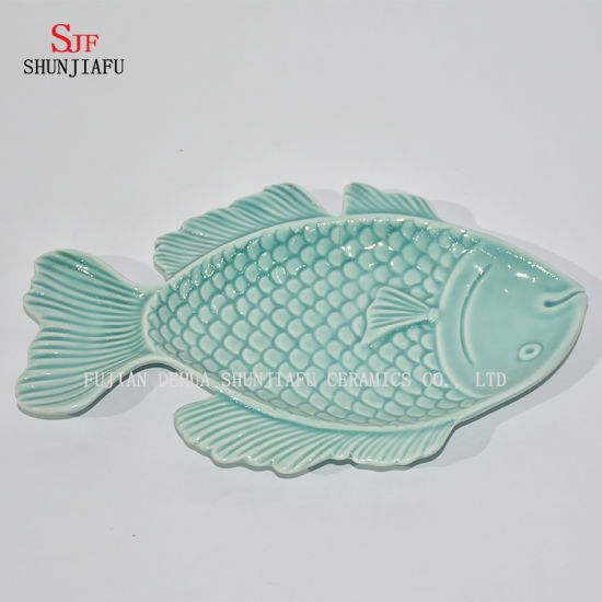 Ceramic Fish Platter Vinegar Tableware Dinner Plates-Ocean Series/B