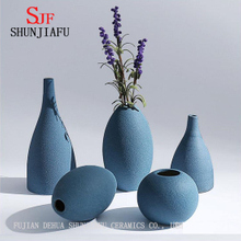 European Style Modern Matte Blue and Black Ceramic Vase