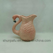 Ceramic Vase with Pink Flamingos