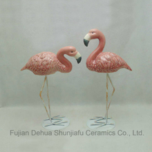 Ceramic Standing Flamingo Figurine for Decoration