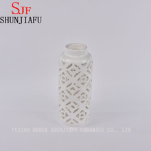 White Ceramic Tall Pillar Candle Holder Lantern