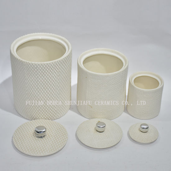 Ceramic Round Canister Jar with Tight Lids for Kitchen