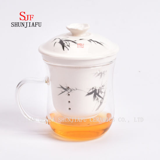 Creative Transparent Mug Glass & Ceramic Tea Infuser Cup