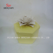  Yellow New Handmade Round White Flower Jewelry Box 