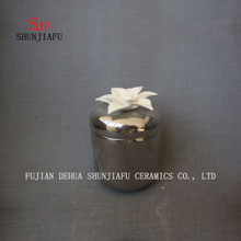 Electroplating Ceramic White Flower Ceramic Trinket Keepsake Box/Jewelry Box/B