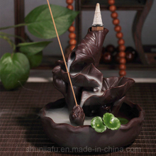 Ceramic Lotus Pool Incense Burner Backflow Censer Tower Holder