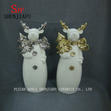 Ceramic Elk Decoration for Christmas Gift (Gold and Silver)