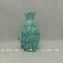 Ceramic Green Peacock Flower Vase