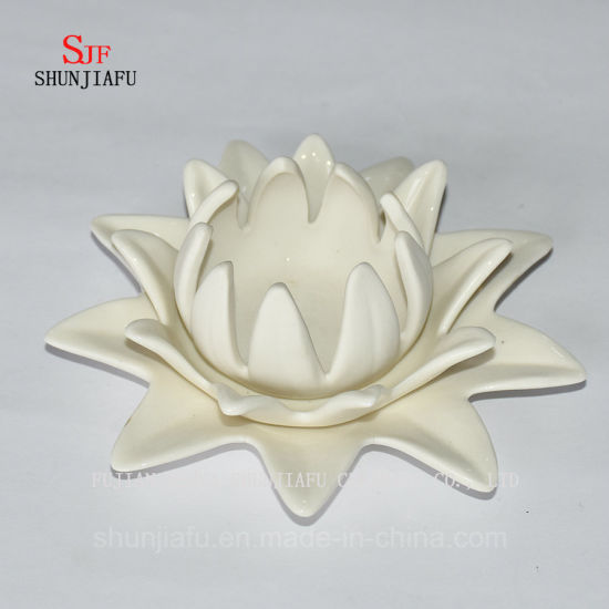 Flower Shape Candle Holder Ceramic Candlestick for Home/Party/Weeding/Christmas