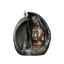 Home Furnishing decoration Ceramic Black Gold Black guanyin censer backflow Buddha Statue Crafts Gifts 