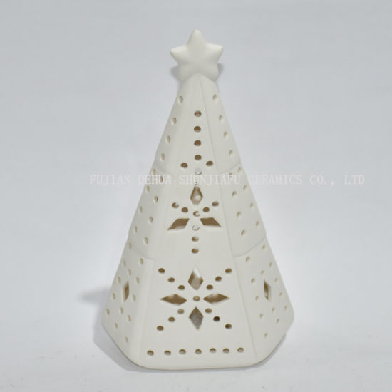 Tobs Tree and White Star Candle Holder - Christmas Candle Light Holder