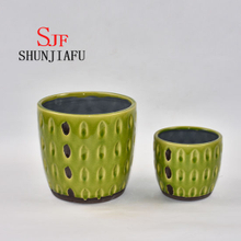 Green Ceramic Flower Pot for Decor