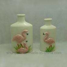 Flamingos Pantter Vase Glazed Ceramic