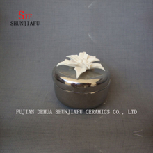 Electroplating Ceramic White Flower Ceramic Trinket Keepsake Box/Jewelry Box/a