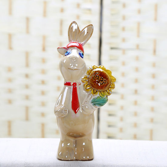 Ceramic Small Rabbit Hand Hold Sunflower Concise Fashion Home Decoration/B