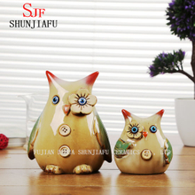 Cute Shape Ceramic Owl for Home Decoration / 2 Piece /Set