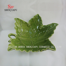 Leaf Shape, Ceramic Dinner Dish Green Celadon Jam Dish for Home