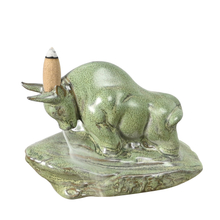 Cow Statue Ceramic Bull Style Design Waterfall Backflow Incense Burner
