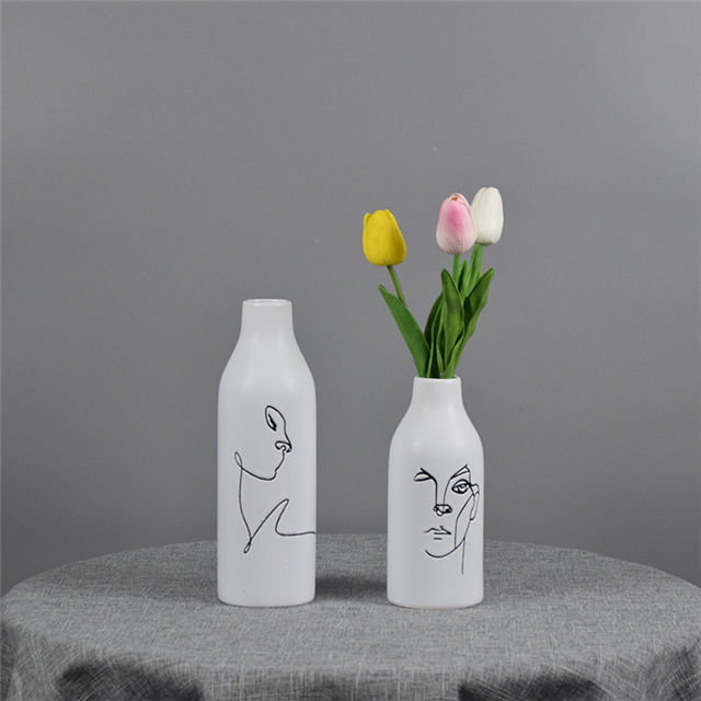 Home Decoration handwork Drawing faces expression painted picture Abstract Faces Decorative Ceramic face vase