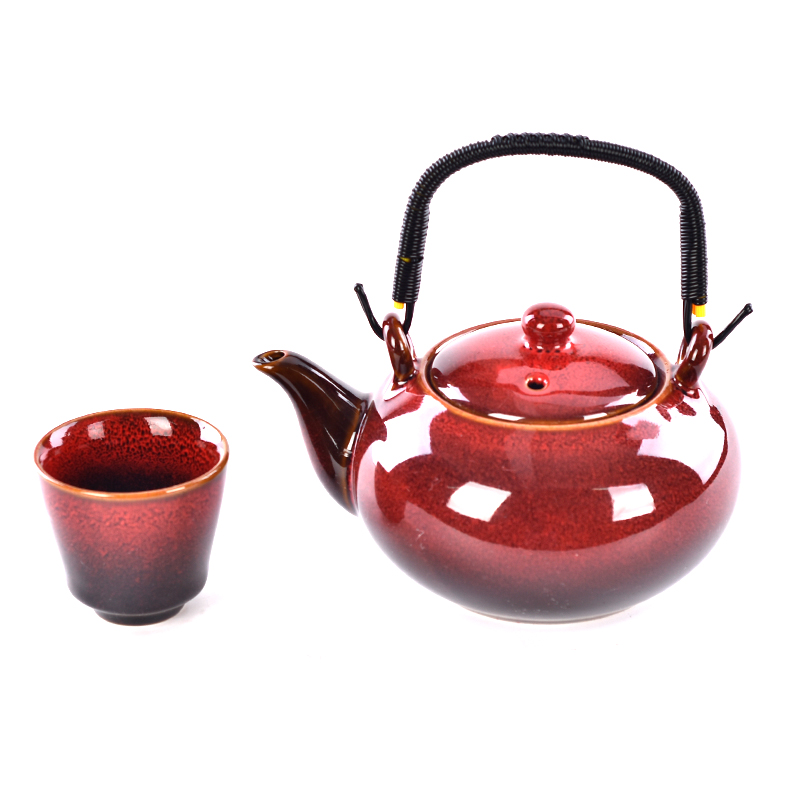 Kung Fu Teaset Kettle Infuser Teaset Handmade Red Ceramic Tea Set Brew Tea 