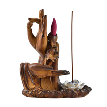 Brown Color With Both Buddha's-hand Flower Style Backflow Ceramic Censer Ceramic Backflow Incense Burner