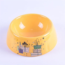 Ceramic dog bowl with yellow Decor glaze Ceramic Pet Feeder Ceramic Dog Bowl