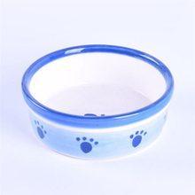 circular Bowl outside Printing dog footprints Ceramic Dog Bowl And Ceramic Cat Bowl of Ceramic Pet Bowl