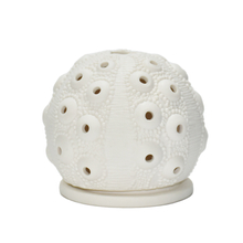 Desktop Night Light White Ceramic Tealight Holder Cut-Out Design Cutout Ceramic Tealight Candle Holder