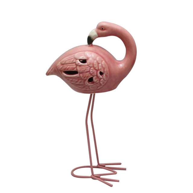 Ceramic Pink High Foot Flamingo LED Lamp Decoration