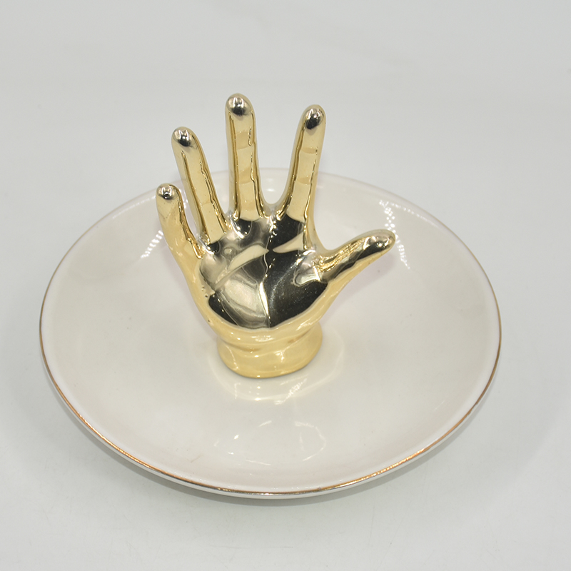 Hand holder design bracket Ceramic jewelry tray