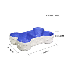  Bowl Bottom Blue Bone Shape Double Bowl Design Dog Bowl Ceramic Food Basin Pet Food Basin Lovely Pet Food Basin