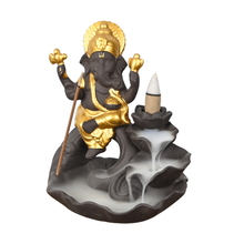 Gold Ceramic Ganesha Style Waterfall Backflow Incense Burner