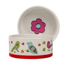 with Circular Printed Small flower printed on the bottom of bowlceramic Dog feed ceramic pet feeder green ceramic Dog bowl