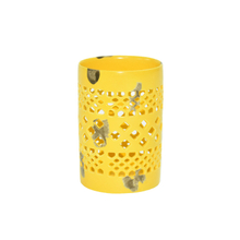 Hollowed Out Christmas Gifts Yellow Glaze Ceramic Candles Lanterns