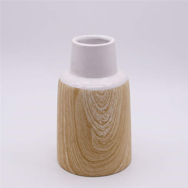 Home Decoration Fashion Simple Table Vase Wood Grain Ceramic Vase