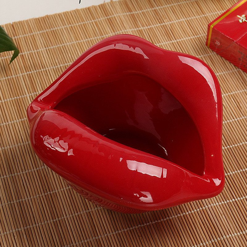 Perfect Lips Barely Opening Ceramic Red Lip Ashtray