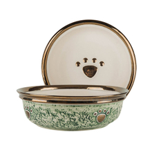  Gold Round Edge Bowl Bottom Printing Dog Footprints Ceramic Dog Bowl Ceramic Pet Feeder