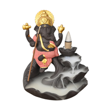  Ceramic Red Ganesha Waterfall Backflow Incense Burner