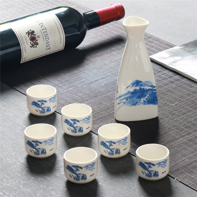 Ceramic Sake Wine Set Porcelain Wine Pot Wine Cup 