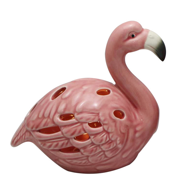 Ceramic Pink Flamingo LED Lamp Decoration