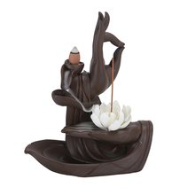 Ceramic Buddha's-hand Holding Flower Waterfall Backflow Incense Burner