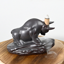 Statue Cow Style Design Ceramic Backflow Waterfall Incense Burner