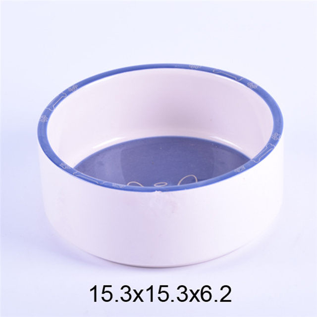 blue bowl bottom printing bones Pictures Ceramic Pet Feeder Ceramic Dog Bowl