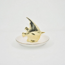 Golden Fish Shape Home Decor Gift Trinket Tray Jewelry Display Tray Wedding Gift Ceramic Ring Holder 