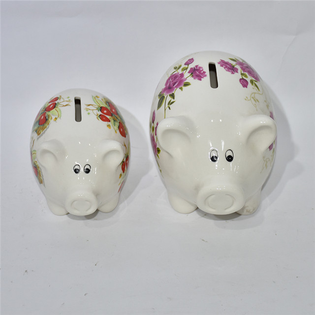 Different Color Hot Sale Piggy Money Box Ceramic Animal Shape Coin Bank Cute Wear a Skirt Pink Pig Ceramic Piggy Bank Home Decoration Children like ceramic piggy bank Animal style piggy bank