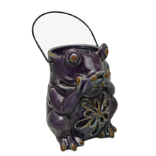 ceramic Frog shape Cutout Candle Lantern Solar energy With Led Candle