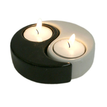 sun and moon white and black Ceramic semicircle candle holder