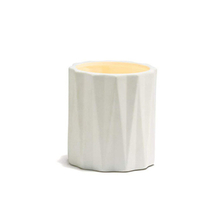 White Embossed Strip Ceramic Candle Cup 