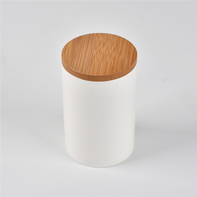Ceramic canister storage jar tea jar container Porcelain jar and bamboo lid with bamboo lid (airtight) (Matt White, pack 2)