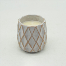 Modern Simple Style Embossed Pineapple Lines Metallic Color ceramic Candle Cup